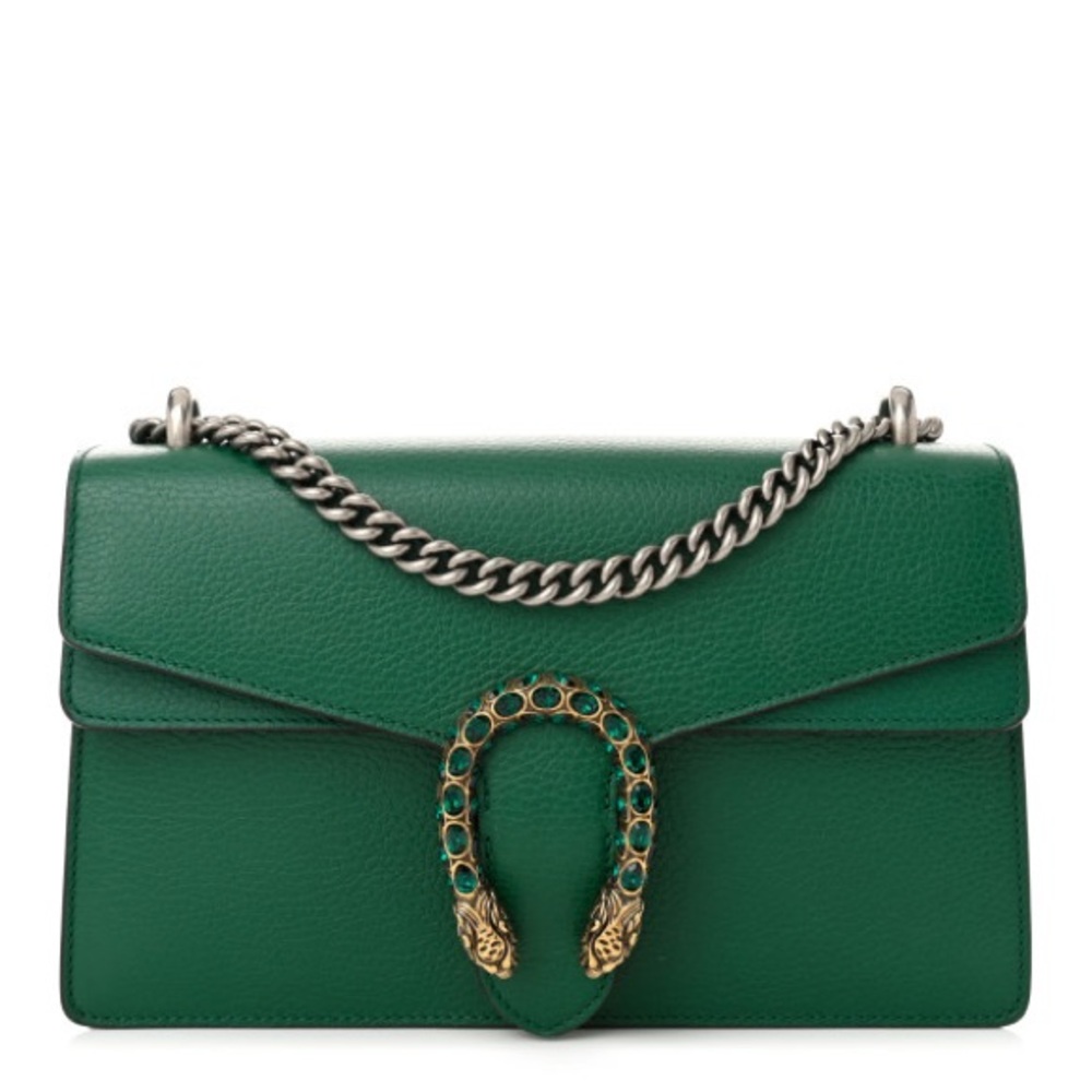 Gucci Pebbled Calfskin Dionysus Shoulder Bag Emerald